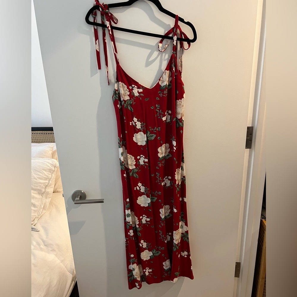 Reformation Red Floral Midi Dress